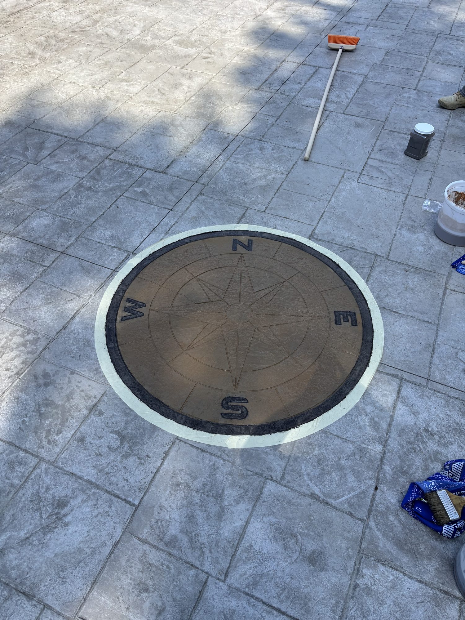 Custom stamped concrete inlay — Orange County, NY